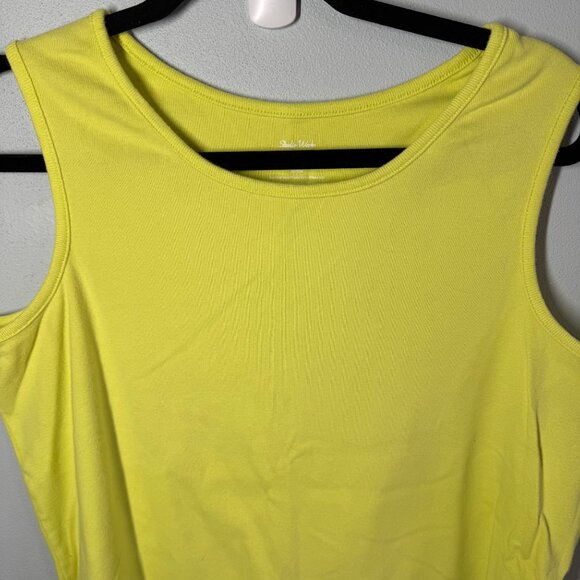 Studio Works Womens Yellow Knit Tank Top 1X 100% Cotton Summer Casual - Picture 3 of 8